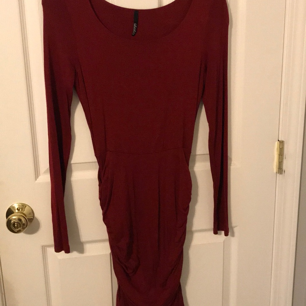 red, scrunched dress